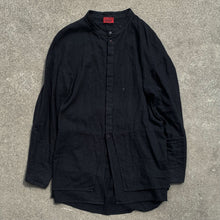 Load image into Gallery viewer, Nomad Goba Mandarin Collar Black Buttoned Shirt
