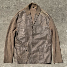 Load image into Gallery viewer, Vintage 40&#39;s Woven Wool and Distressed Leather Panel Casual Jacket
