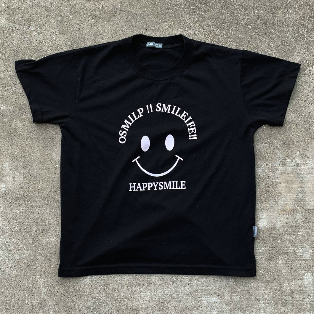 Happysmile Broken English Graphic Black T-Shirt