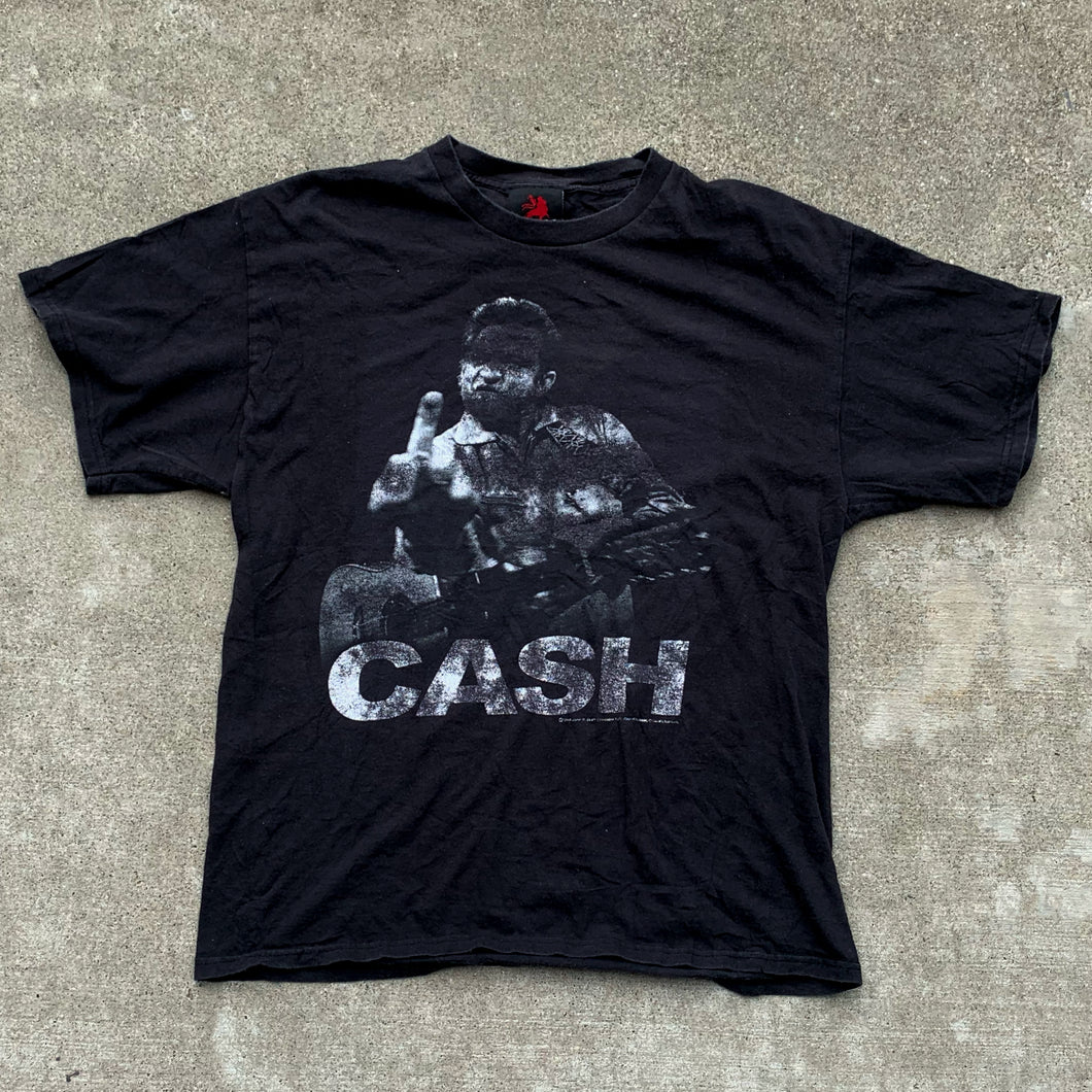 Johnny Cash Distressed Faded Graphic Black T-Shirt